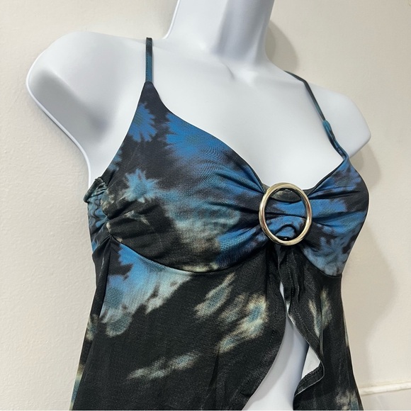 Urban Outfitters M Tie Dye Floral Halter Y2K Babydoll Fairy Grunge Tank Cami Top - Picture 4 of 10